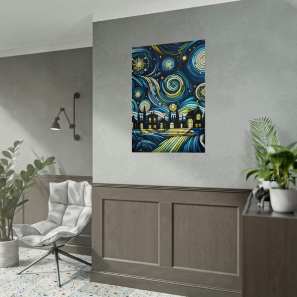 92411-4.jpg Whimsical and Vibrant Nighttime Landscape Poster