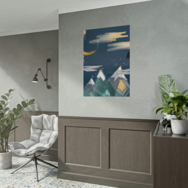 92411-422.jpg Mountains With a Silhouette Wolf Boho Style Poster