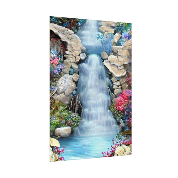 92411-47.jpg Waterfall With Rocks and Flowers Poster