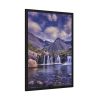 93830-17.jpg Waterfall, Mountains, Clouds, River, Plants Framed Poster