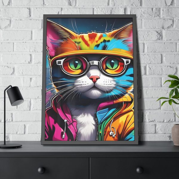 Cat Pop Art Illustration Graffiti II Framed Poster