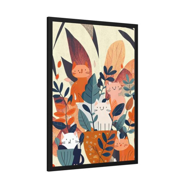 93830-269.jpg Boho Contemporary Cats Illustration Framed Poster