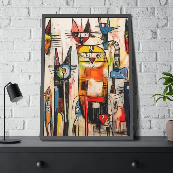 93830-275.jpg Colorful Abstract Cat Art Framed Poster