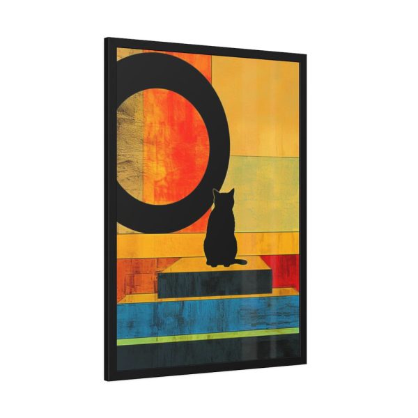 Black Cat Sitting on Squares Framed Poster