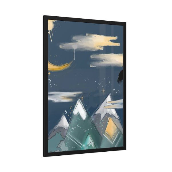 93830-321.jpg Mountains With a Silhouette Wolf Boho Style Framed Poster