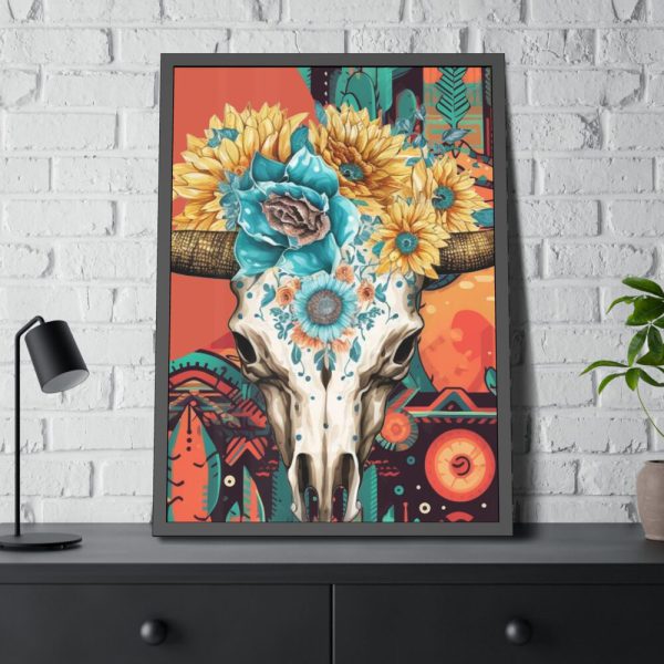 93830-331.jpg Boho Cow Skull Framed Poster
