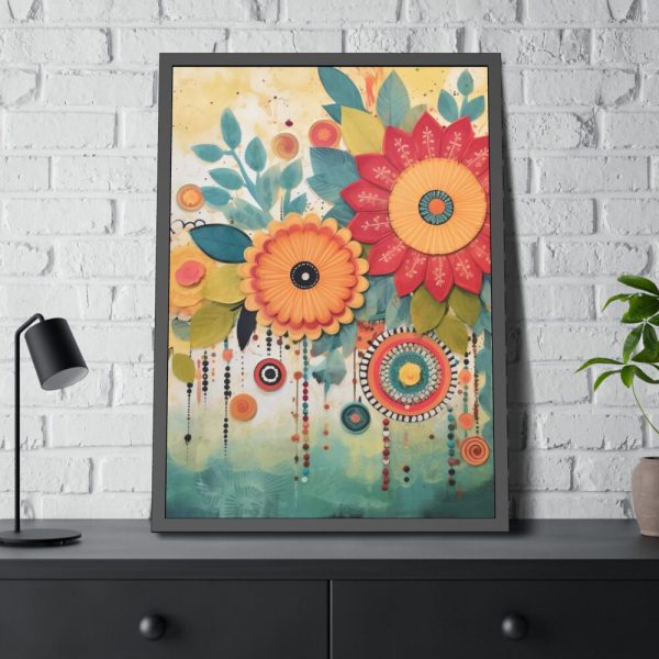 Whimsical Boho Style Flowers Framed Poster