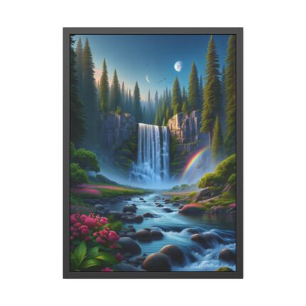 Waterfall in Woods Framed Poster