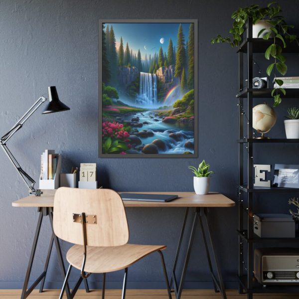 93830-74.jpg Waterfall in Woods Framed Poster