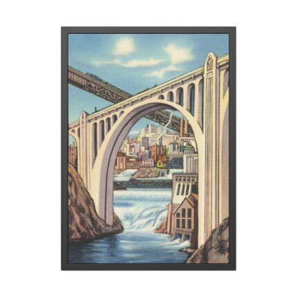 Spokane, Washington and Falls Framed Poster