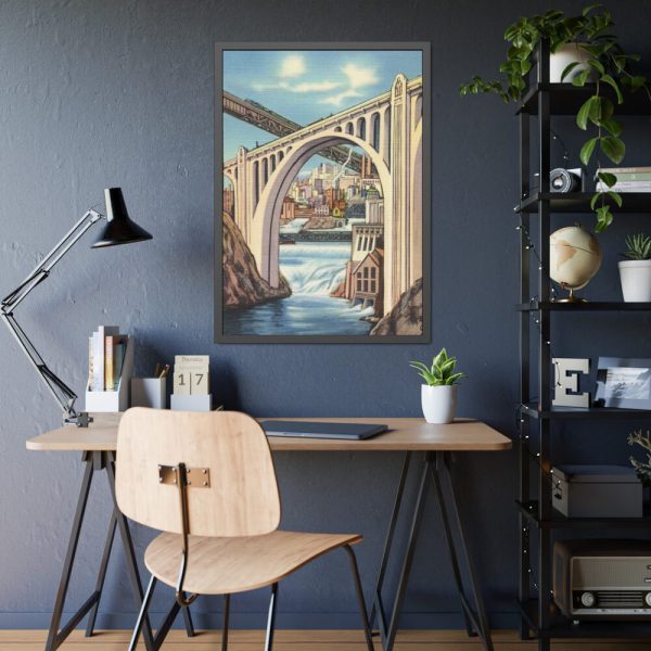 Spokane, Washington and Falls Framed Poster