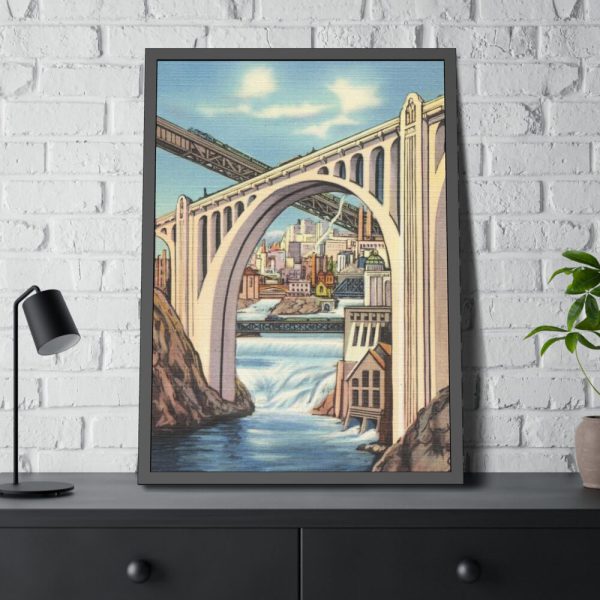 Spokane, Washington and Falls Framed Poster