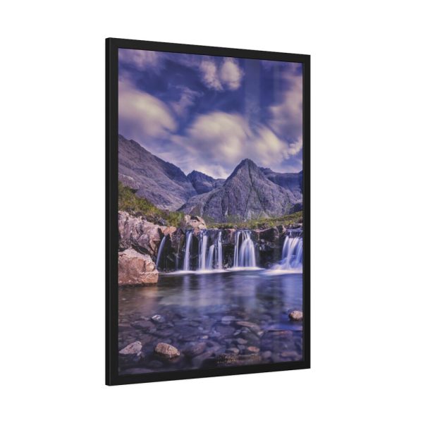 93831-17.jpg Waterfall, Mountains, Clouds, River, Plants Framed Poster