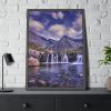 93831-19.jpg Waterfall, Mountains, Clouds, River, Plants Framed Poster