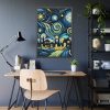 93831-2.jpg Whimsical and Vibrant Nighttime Landscape Framed Poster