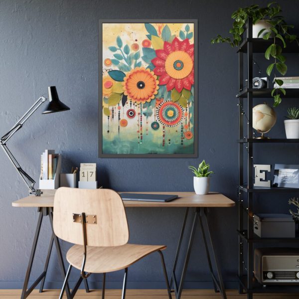 Whimsical Boho Style Flowers Framed Poster