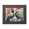 Textured Illustration of Two Tropical Birds Framed Poster