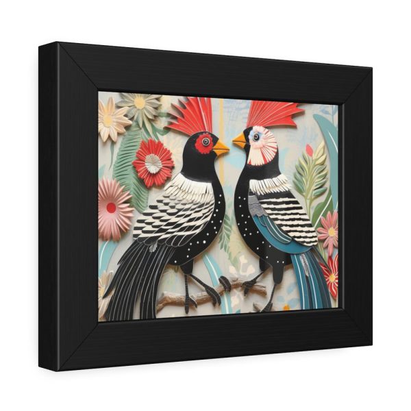 Textured Illustration of Two Tropical Birds Framed Poster