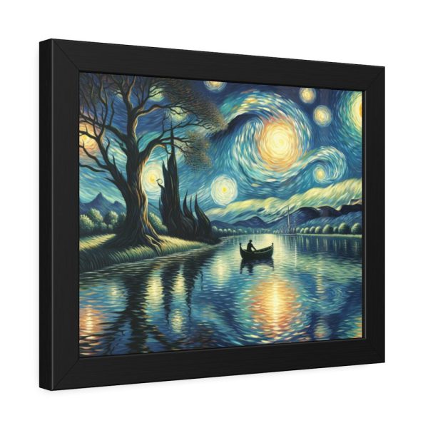 93841-1.jpg Men On the Boat in the Night Framed Poster