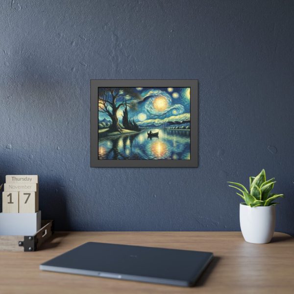 93841-2.jpg Men On the Boat in the Night Framed Poster
