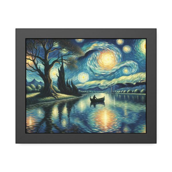 93841.jpg Men On the Boat in the Night Framed Poster