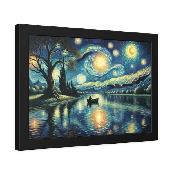 93843-1.jpg Men On the Boat in the Night Framed Poster