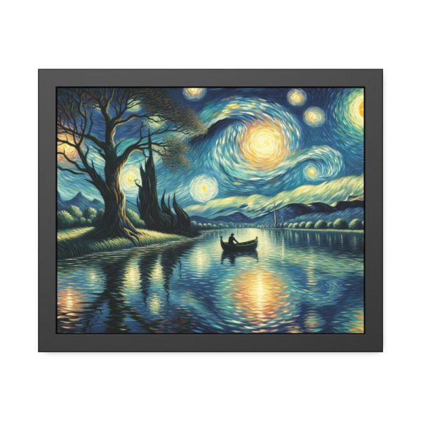 93845.jpg Men On the Boat in the Night Framed Poster