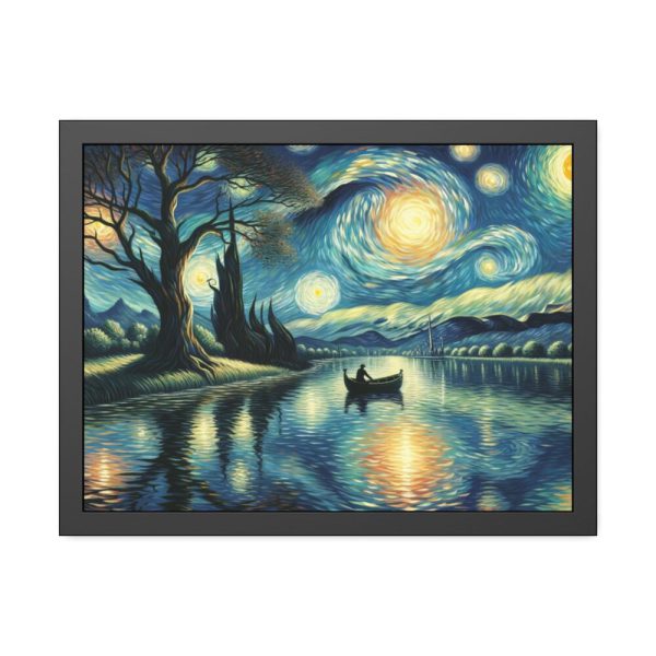 93846.jpg Men On the Boat in the Night Framed Poster