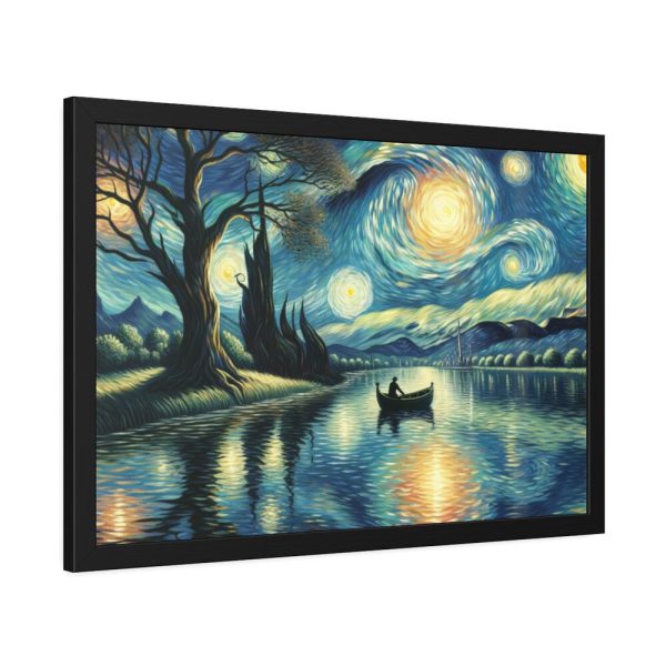 93848-1.jpg Men On the Boat in the Night Framed Poster