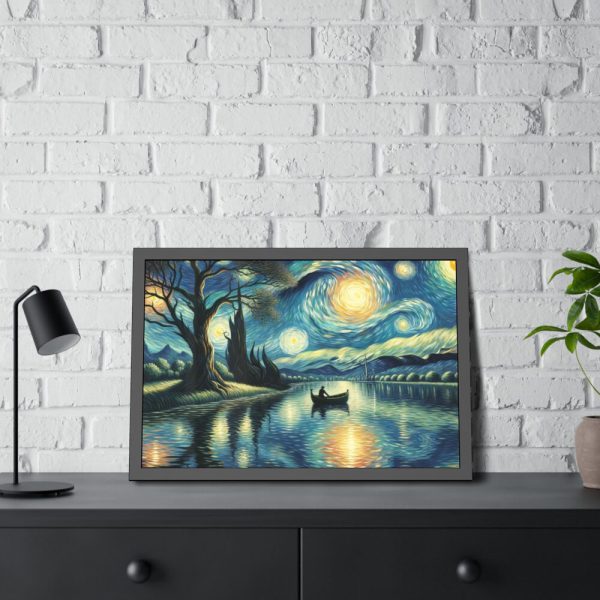 93848-3.jpg Men On the Boat in the Night Framed Poster