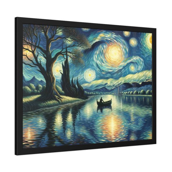 93850-1.jpg Men On the Boat in the Night Framed Poster