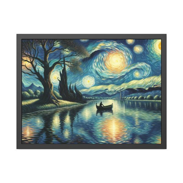 93850.jpg Men On the Boat in the Night Framed Poster