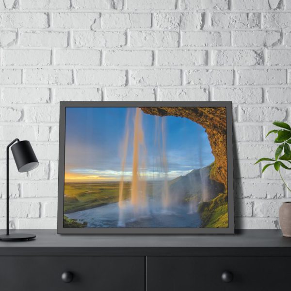 93850-7.jpg Waterfall on Cave Framed Poster