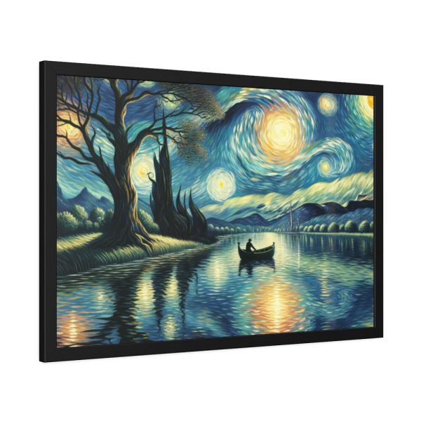 93853-1.jpg Men On the Boat in the Night Framed Poster