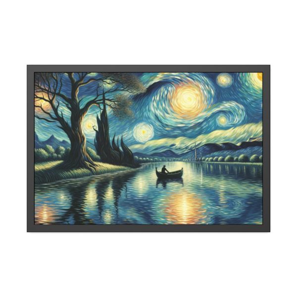 93853.jpg Men On the Boat in the Night Framed Poster