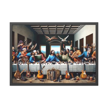 Modern Adaptation of Leonardo da Vinci's 'The Last Supper' With Legendary Musicians Framed Poster