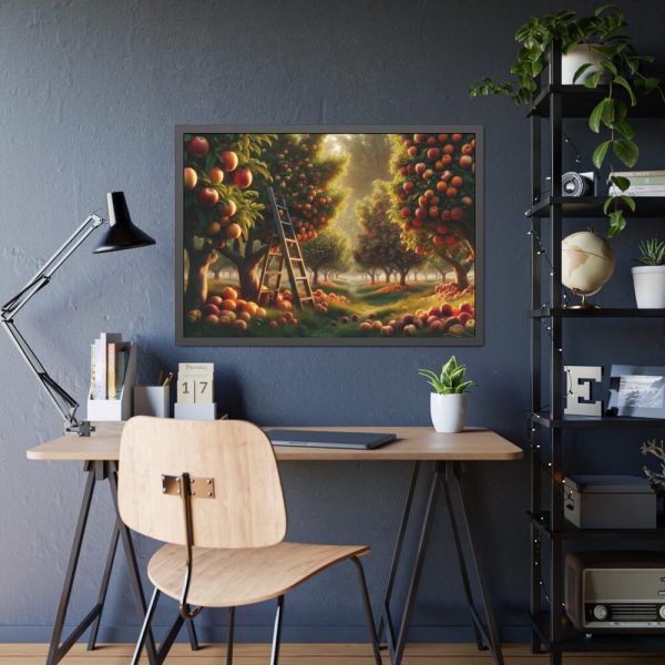 93854-118.jpg Orchard Bounty With Fruit-Laden Trees And RusticLadder Framed Poster