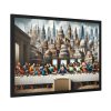 Modern Adaptation of Leonardo da Vinci's 'The Last Supper' With Iconic Architectural Wonders Framed Poster