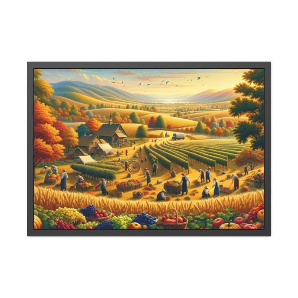 93854-128.jpg Traditional Harvest Scene Capturing the Essence of Pastoral Landscapes Framed Poster