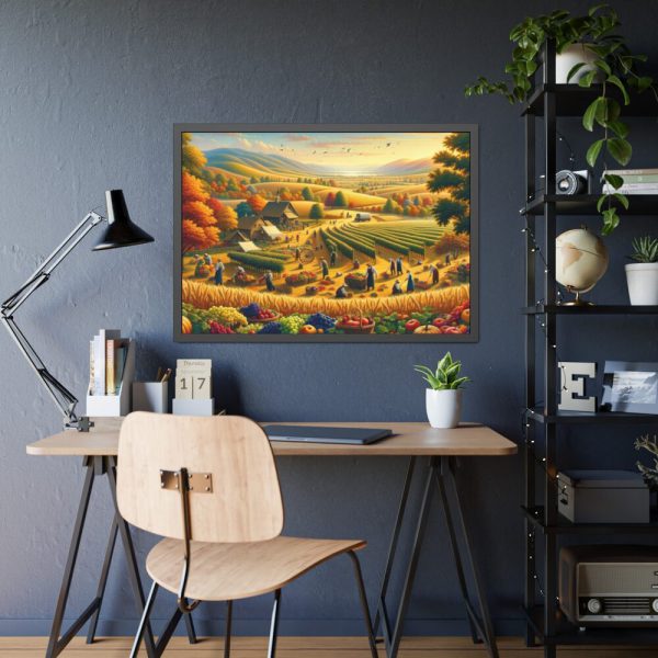 93854-130.jpg Traditional Harvest Scene Capturing the Essence of Pastoral Landscapes Framed Poster