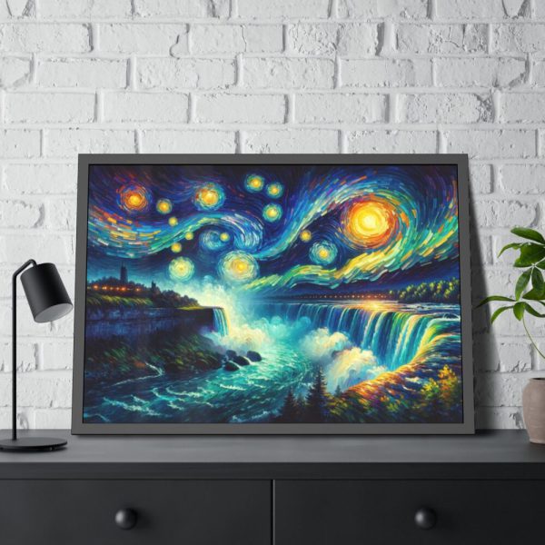 93854-15.jpg Niagara Falls Under Starry Night Framed Poster