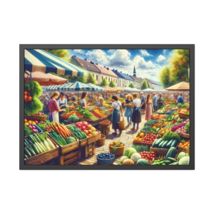 Lively Atmosphere of Farmers' Market Framed Poster