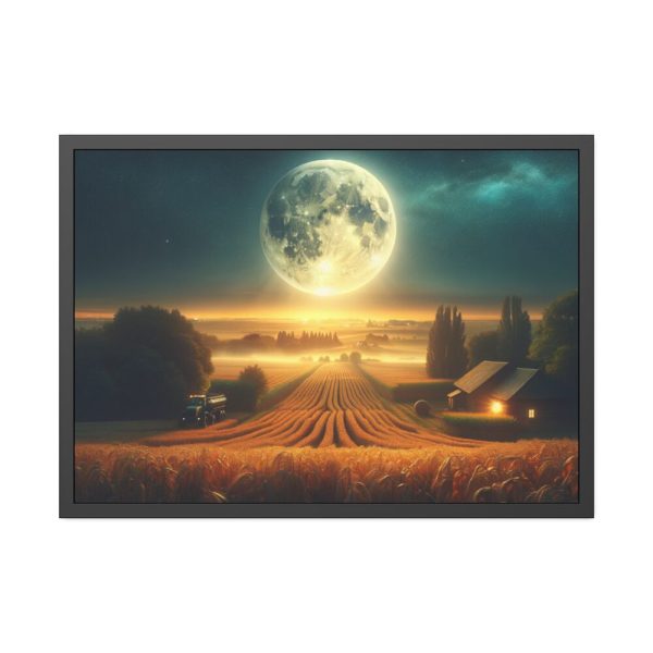 93854-160.jpg Harvest Moon Illuminating a Bountiful Harvest Field Framed Poster