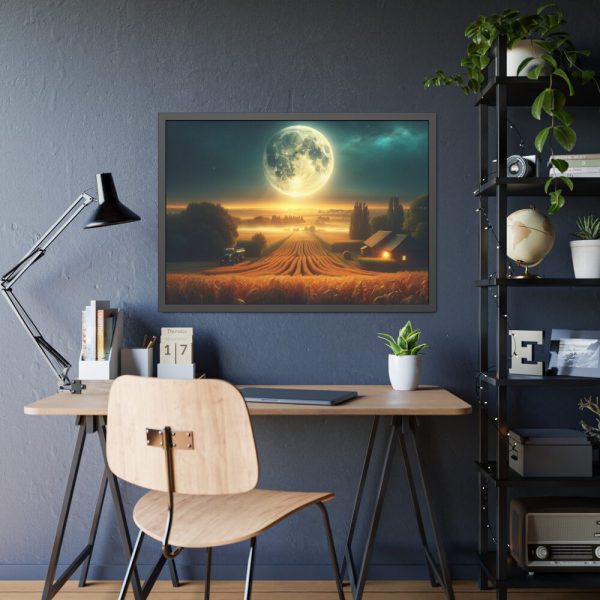 93854-162.jpg Harvest Moon Illuminating a Bountiful Harvest Field Framed Poster