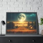 Harvest Moon Illuminating a Bountiful Harvest Field Framed Poster - Image 4