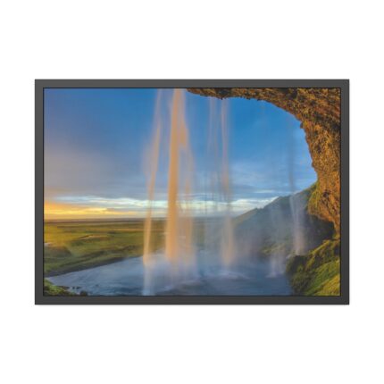 Waterfall on Cave Framed Poster