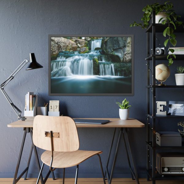 93854-190.jpg Waterfall Tumbling Down From Rocks Framed Poster