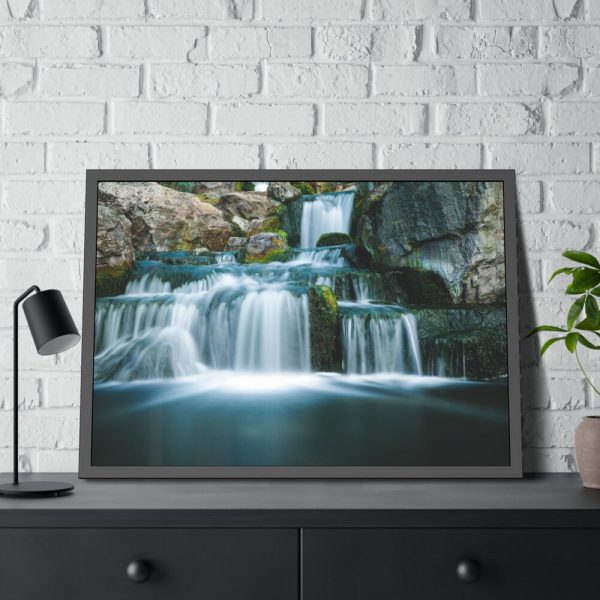 93854-191.jpg Waterfall Tumbling Down From Rocks Framed Poster