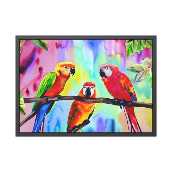 Three Red Parrot Tropical Birds Framed Poster