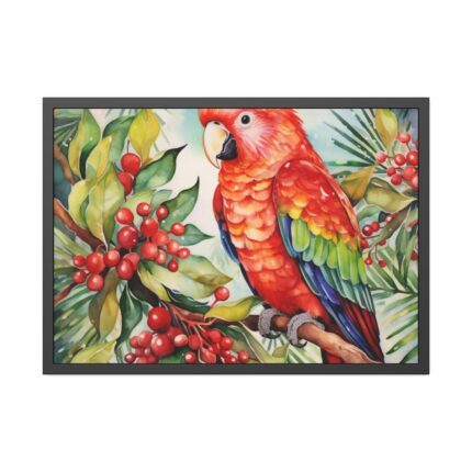 Branch Surrounded by Pine and Holly Berry Framed Poster